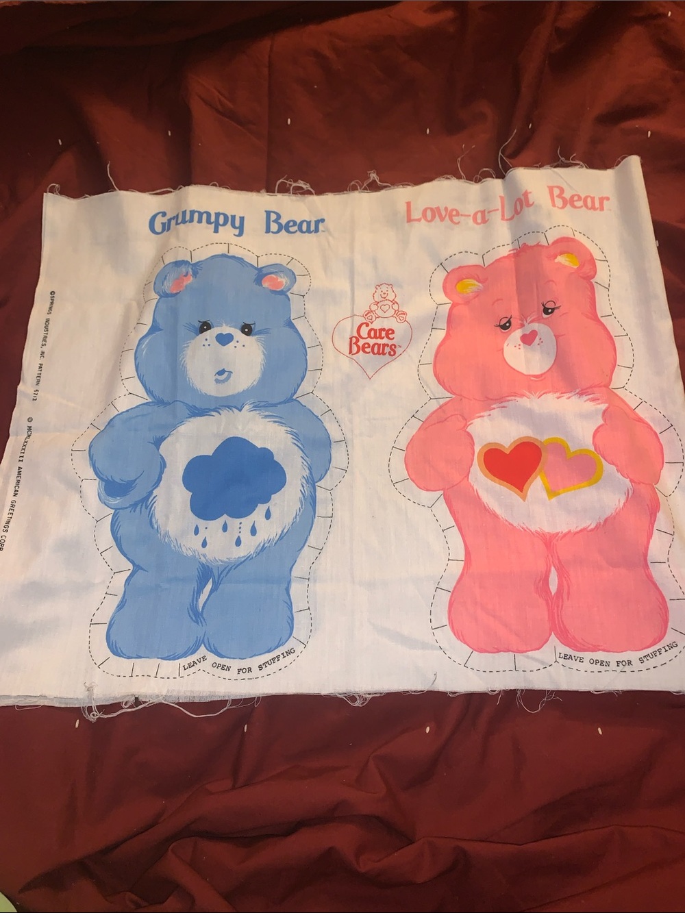 Vtg 1983 cut out and sew Care Bears